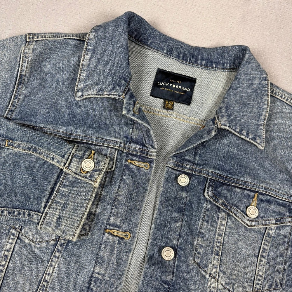 Lucky Brand The Tomboy Trucker Denim Jacket XL Blue Medium Wash Jeans Coat